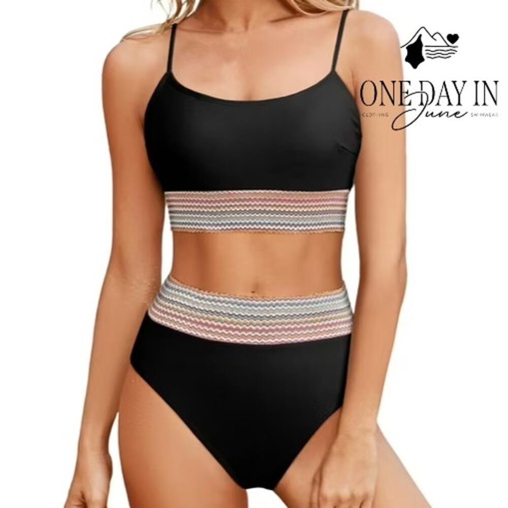 Blooming Jelly Textured Top Bikini Swimsuit Size S